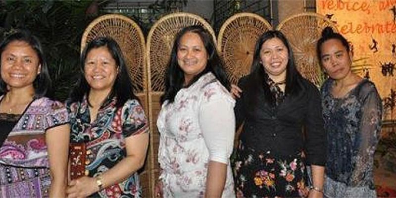 Columban Lay Missionaries, from left, Virgie Tanate, Marivic Quilab, Marifei Padao, Lenette Toledo and Lorelei Ocaya