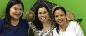 Reina Mosqueda (center) with fellow Lay Missionaries Sherryl Lou Capili (left) and Joan Yap (right) in Taiwan in 2014.